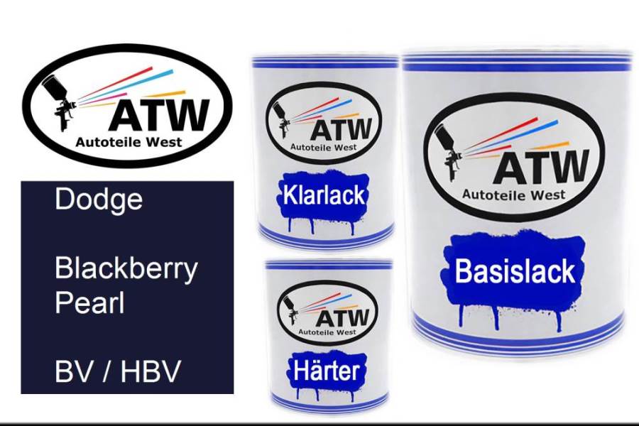 Dodge, Blackberry Pearl, BV / HBV: 1L Lackdose + 1L Klarlack + 500ml Härter - Set, von ATW Autoteile West.
